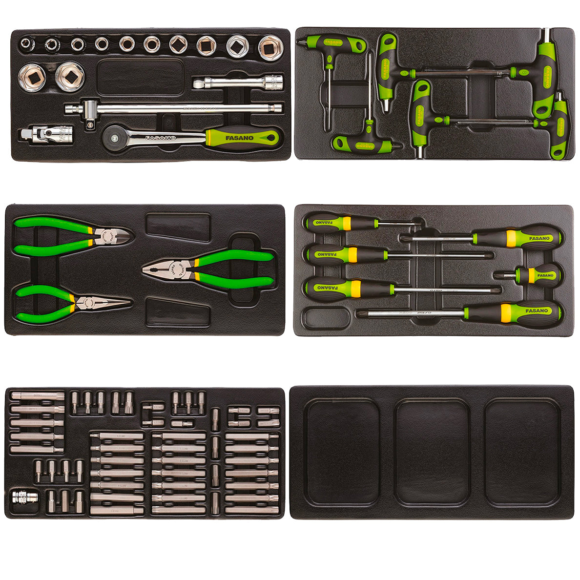 CARRELLO FASANO NERO con 151 UTENSILI | 6 CASSETTI | FG 101D/6G