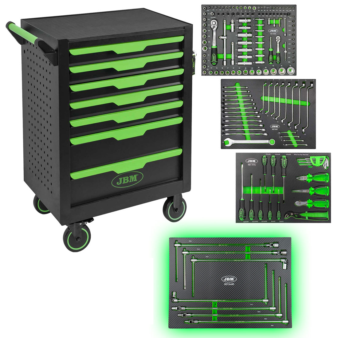 CARRELLO A 7 CASSETTI VERDE + SNODI | 54834
