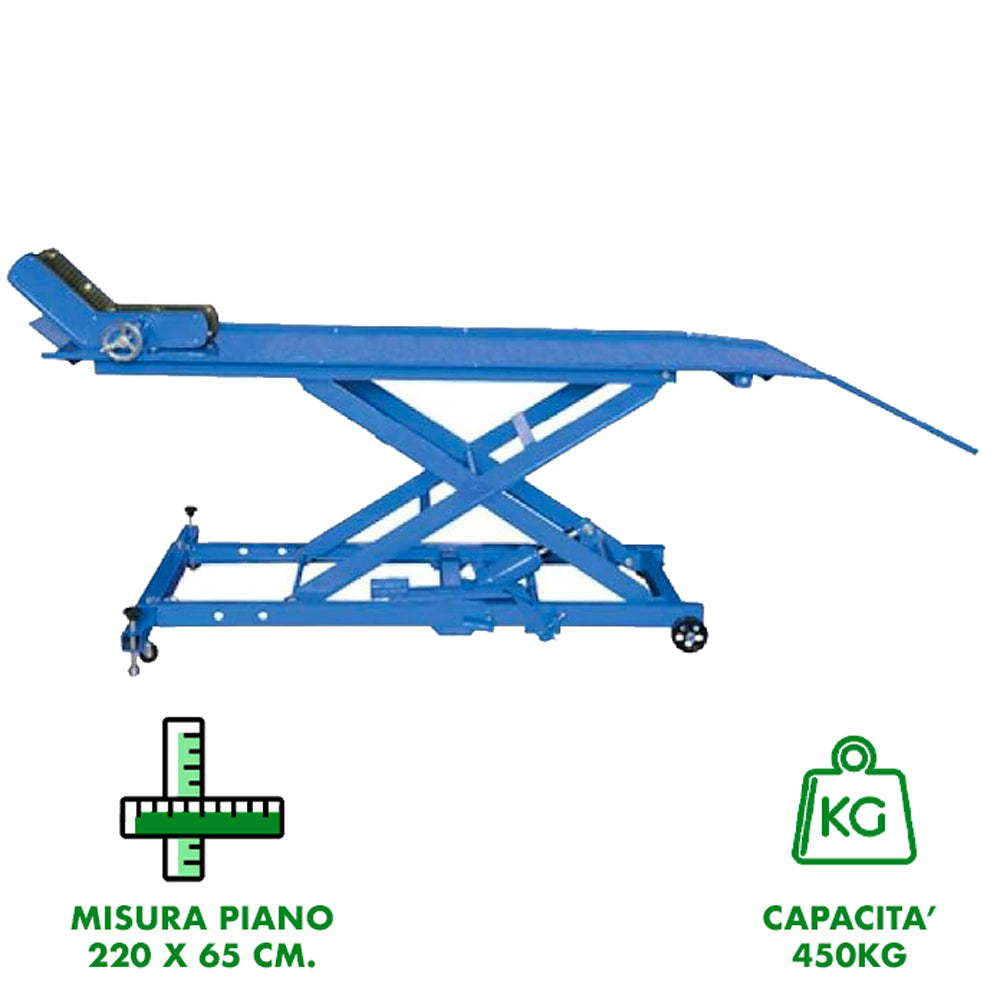 SOLLEVATORE MOTO CON PEDANA LUNGA | PORTATA 450kg | 05.085.04L