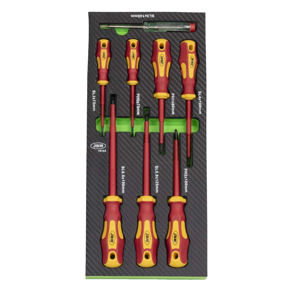 15162 SET DI 8 CACCIAVITI ISOLATI VDE IN MODULO EVA IN FIBRA DI CARBONIO