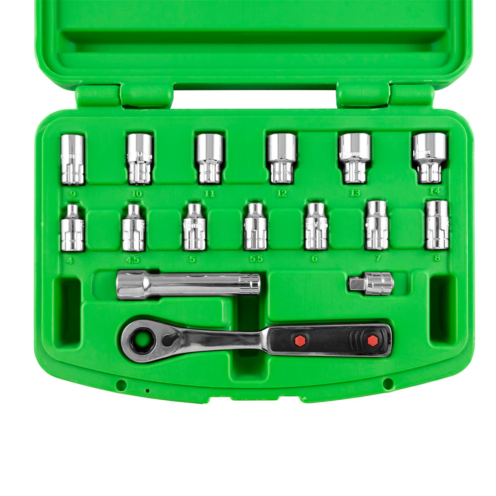 SET DI UTENSILI GO-THROUGH DA 16 PEZZI CON BUSSOLE DA 1/4" ? FINITURA CROMATA | 50623