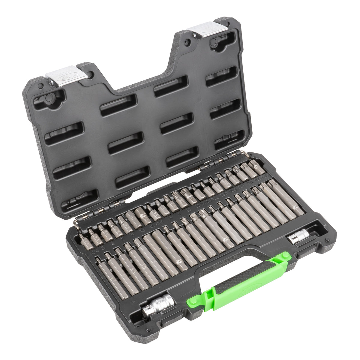 VALIGETTA DI 42 PEZZI CON INSERTI ESAGONALI, A 12 CANTI E TORX INVIOLABILI 1/2" E 3/8" | 50985