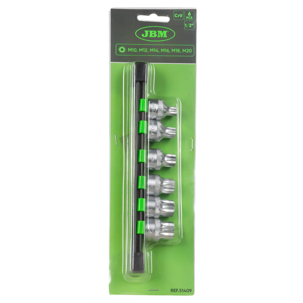 SET DI 6 INSERTI XZN INVIOLABILI A 12 DENTI CON BUSSOLE 1/2" | 51409