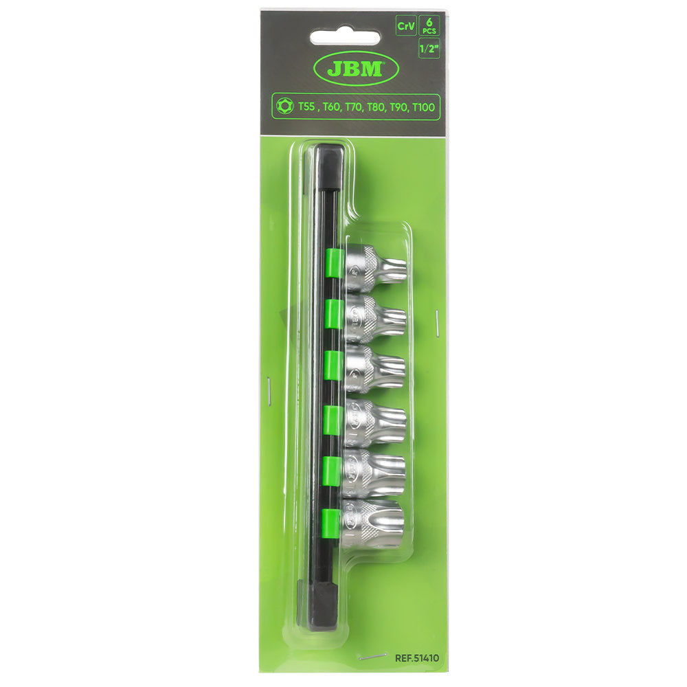 51410 SET 6 PEZZI 1/2" INSERTI TORX ANTIMANOMISSIONE