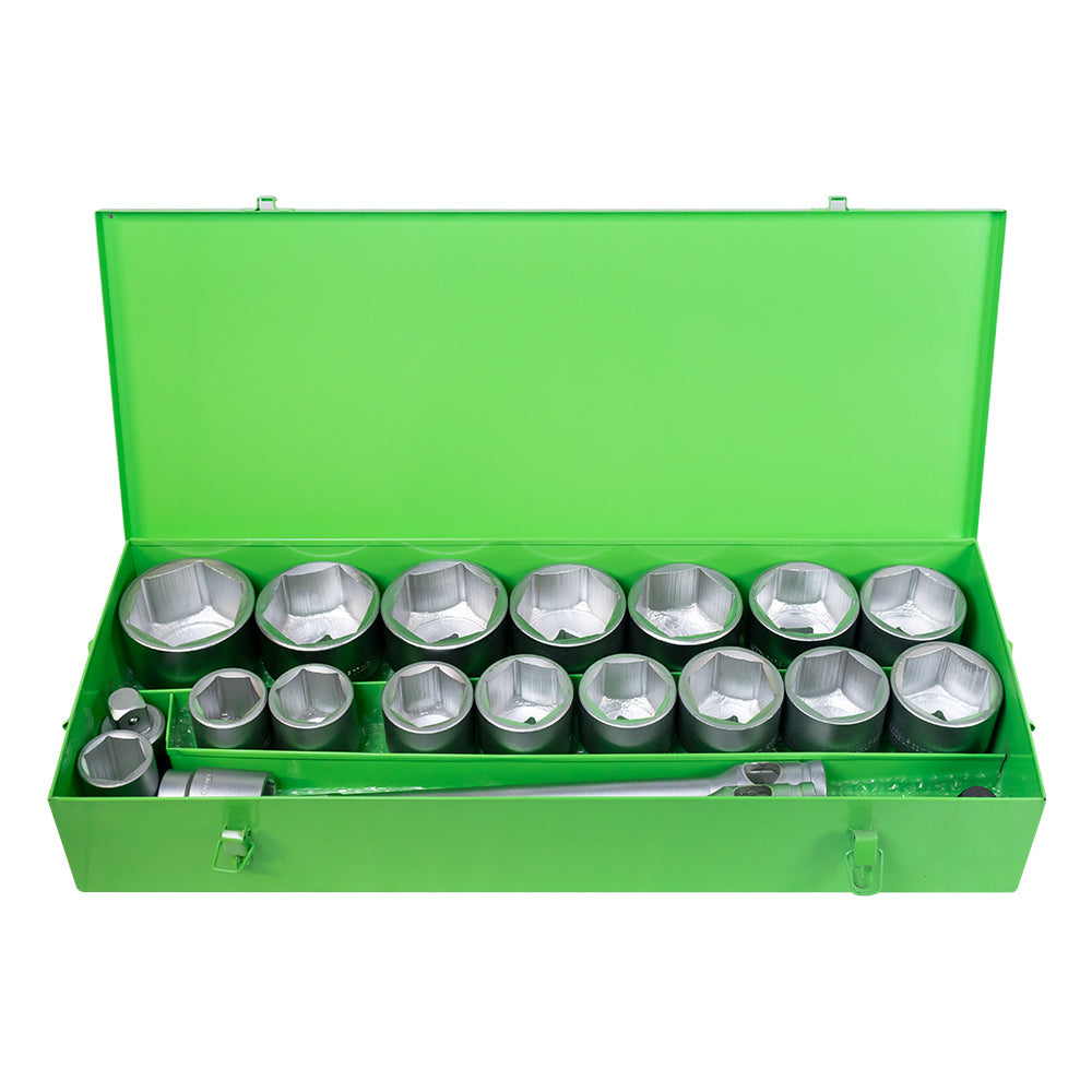 SET METALLICO DA 21 PEZZI CON BUSSOLE ESAGONALI DA 1" ? FINITURA ZINCATA | 51616