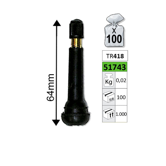 VALVOLE PER CERCHI TR418 64MM | 51743