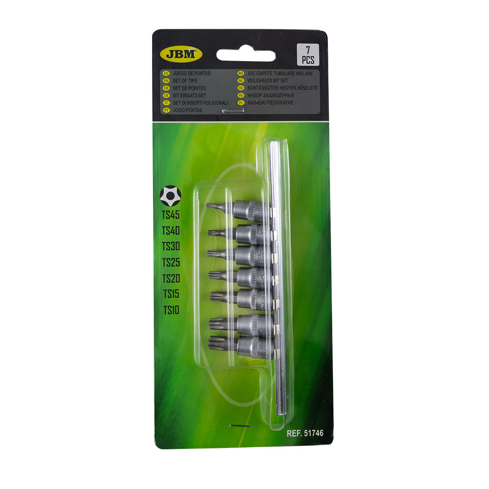 SET DI 7 INSERTI TS INVIOLABILI A 5 DENTI CON BUSSOLE 1/4" | 51746