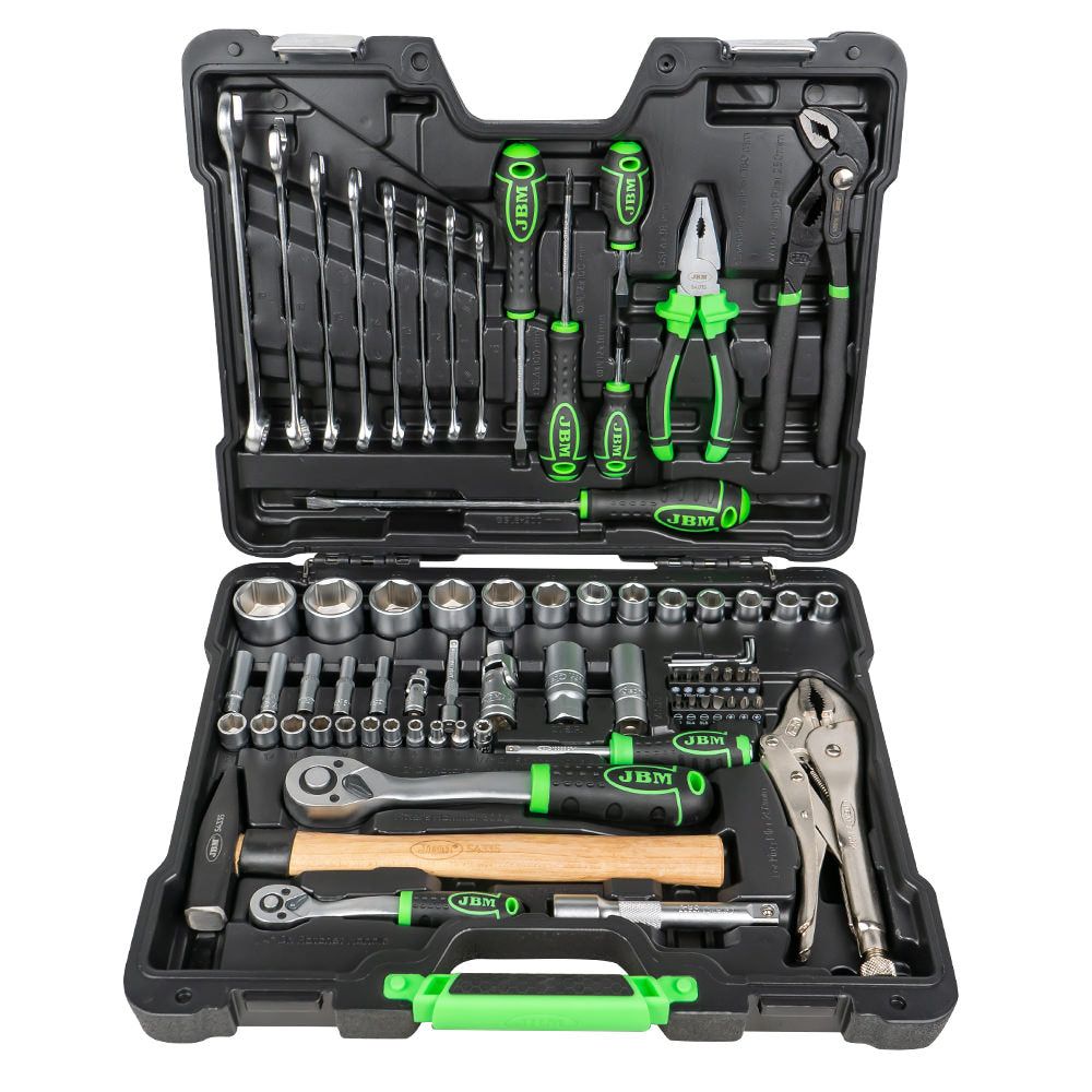 SET DI UTENSILI DA 72 PEZZI CON BUSSOLE ESAGONALI DA 1/4" E 1/2" ? FINITURA ZINCATA | 51818
