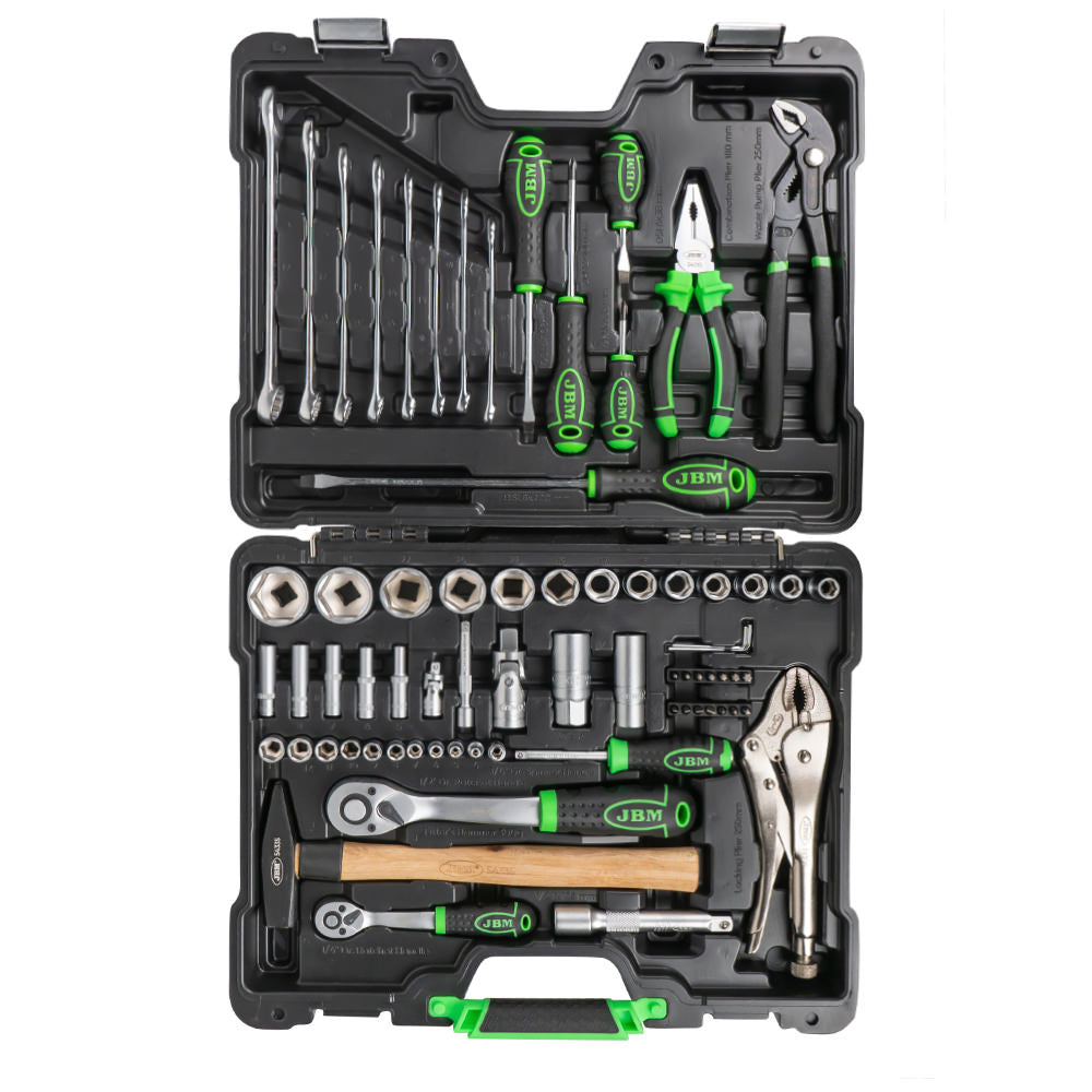 SET DI UTENSILI DA 72 PEZZI CON BUSSOLE ESAGONALI DA 1/4" E 1/2" ? FINITURA ZINCATA | 51818