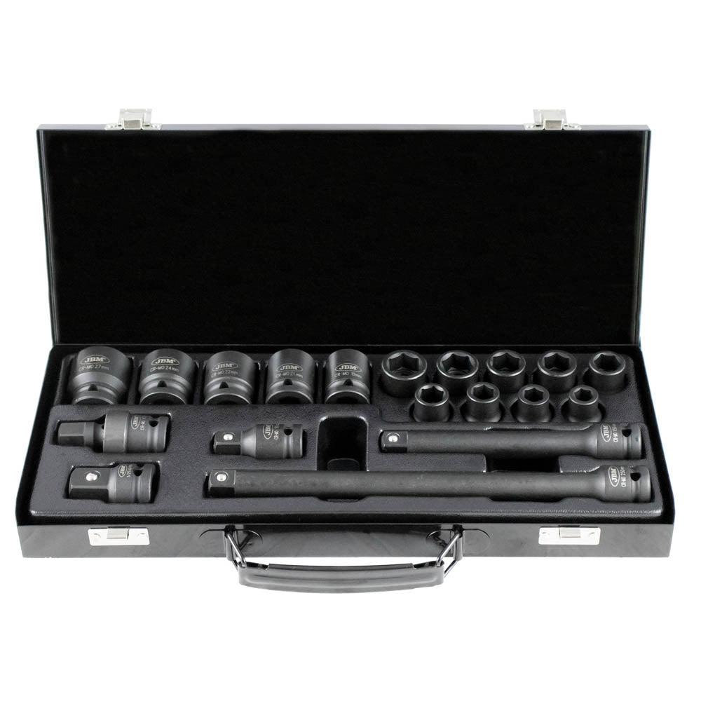 SET DI 19 BUSSOLE A PERCUSSIONE DA 1/2? CON 14 BUSSOLE ESAGONALI + ADATTATORI | 52345