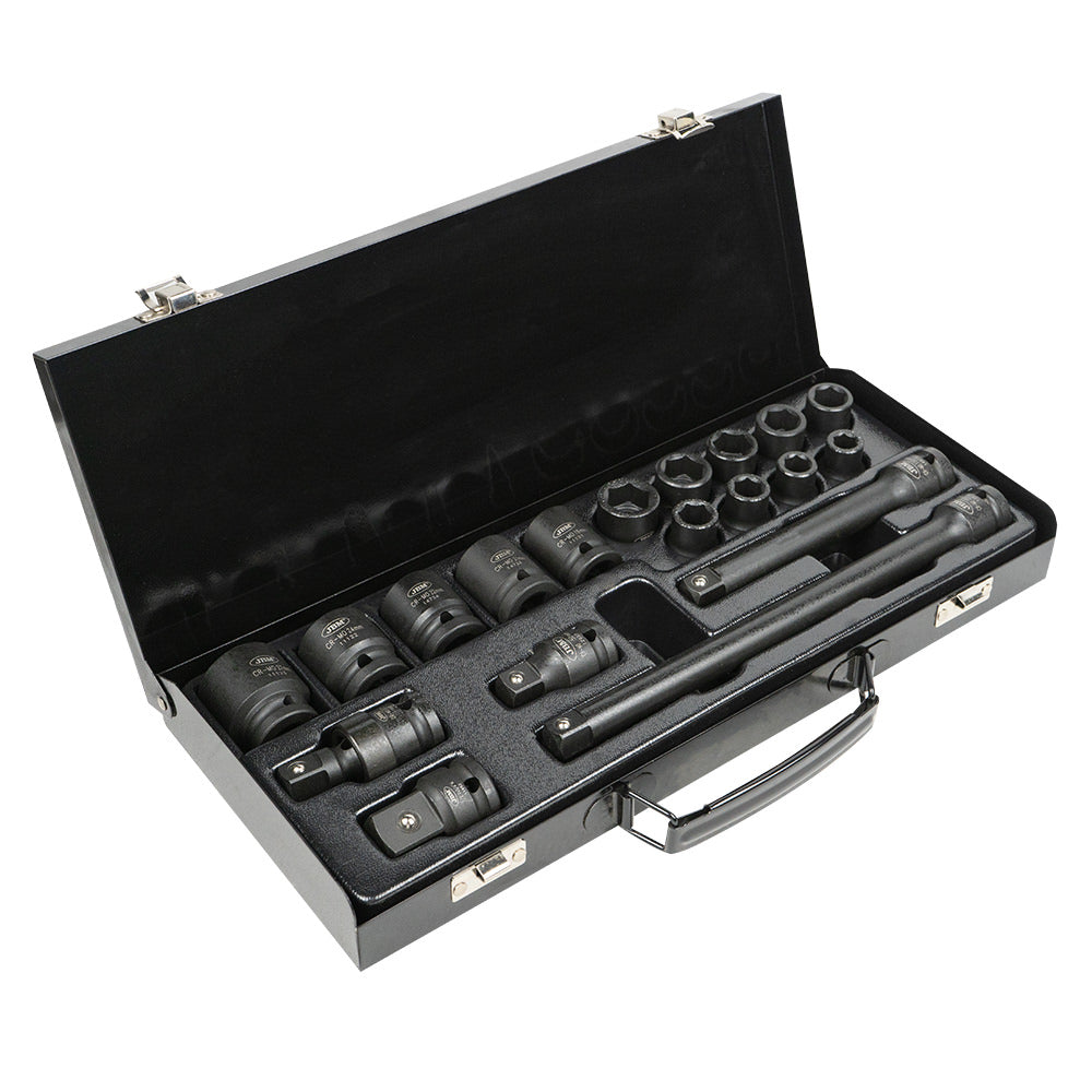SET DI 19 BUSSOLE A PERCUSSIONE DA 1/2? CON 14 BUSSOLE ESAGONALI + ADATTATORI | 52345