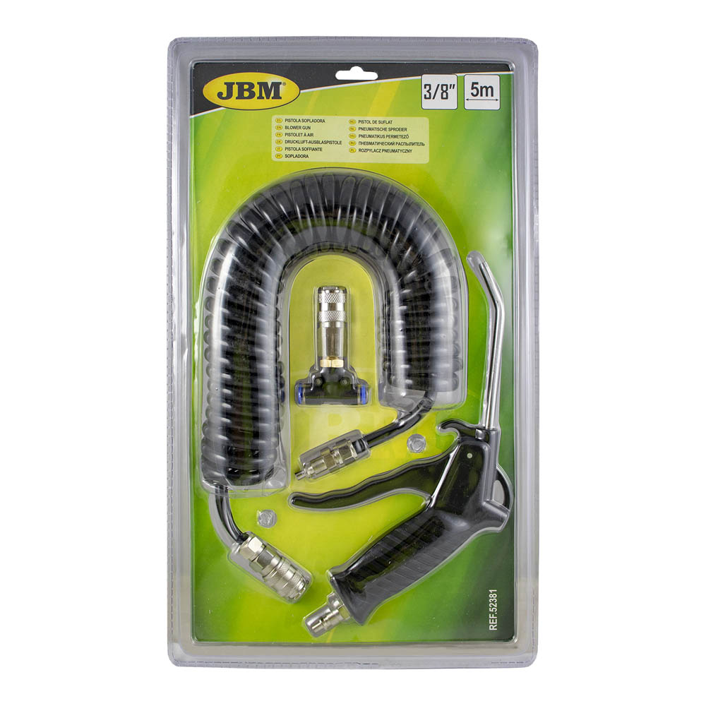 52381 PISTOLA AD ARIA COMPRESSA + TUBO SPIRALATO DA 3/8" LUNGHEZZA 5M