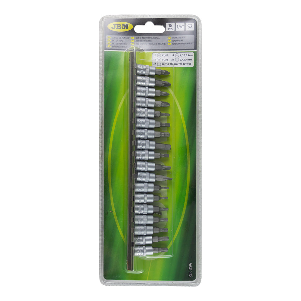 SET DI 18 INSERTI PHILLIPS, PIATTO, ALLEN E TORX CON BUSSOLE 1/4 | 52909