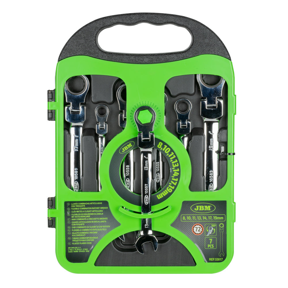 SET DI 7 CHIAVI COMBINATE A CRICCHETTO SNODATE-53017