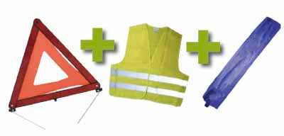 KIT D EMERGENZA + BLU BORSA MINI + GIUBBOTTO RIFLETTENTE + TRIANGOLO DI SEGNALAZIONE | 53091