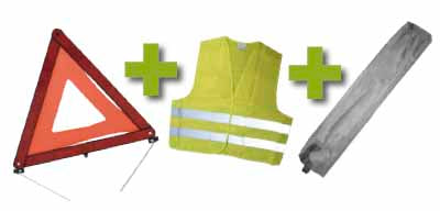KIT D EMERGENZA + BORSA GRIGIO MINI + GIUBBOTTO RIFLETTENTE + TRIANGOLO DI SEGNALAZIONE | 53092