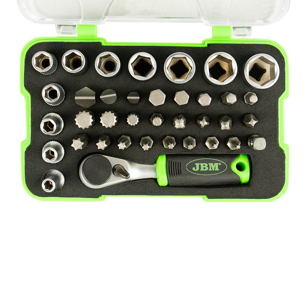 MINI SET DI 37 INSERTI E BUSSOLE CON CRICCHETTO 1/4 | 53156