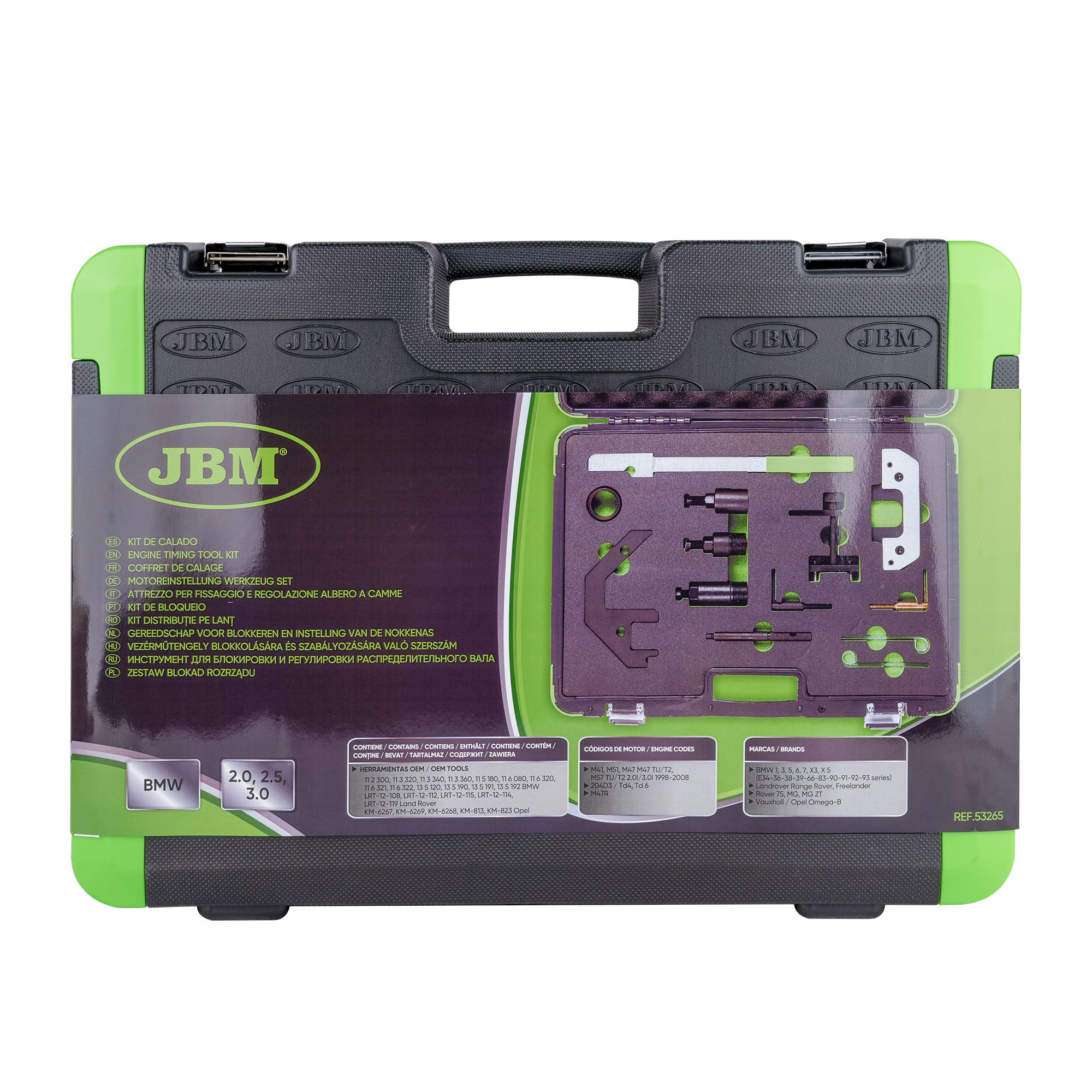 53265 KIT DI ATTREZZI PER FISSAGGIO E REGOLAZIONE ALBERO A CAMME PER BMW DIESEL M47, M57, M41, M51