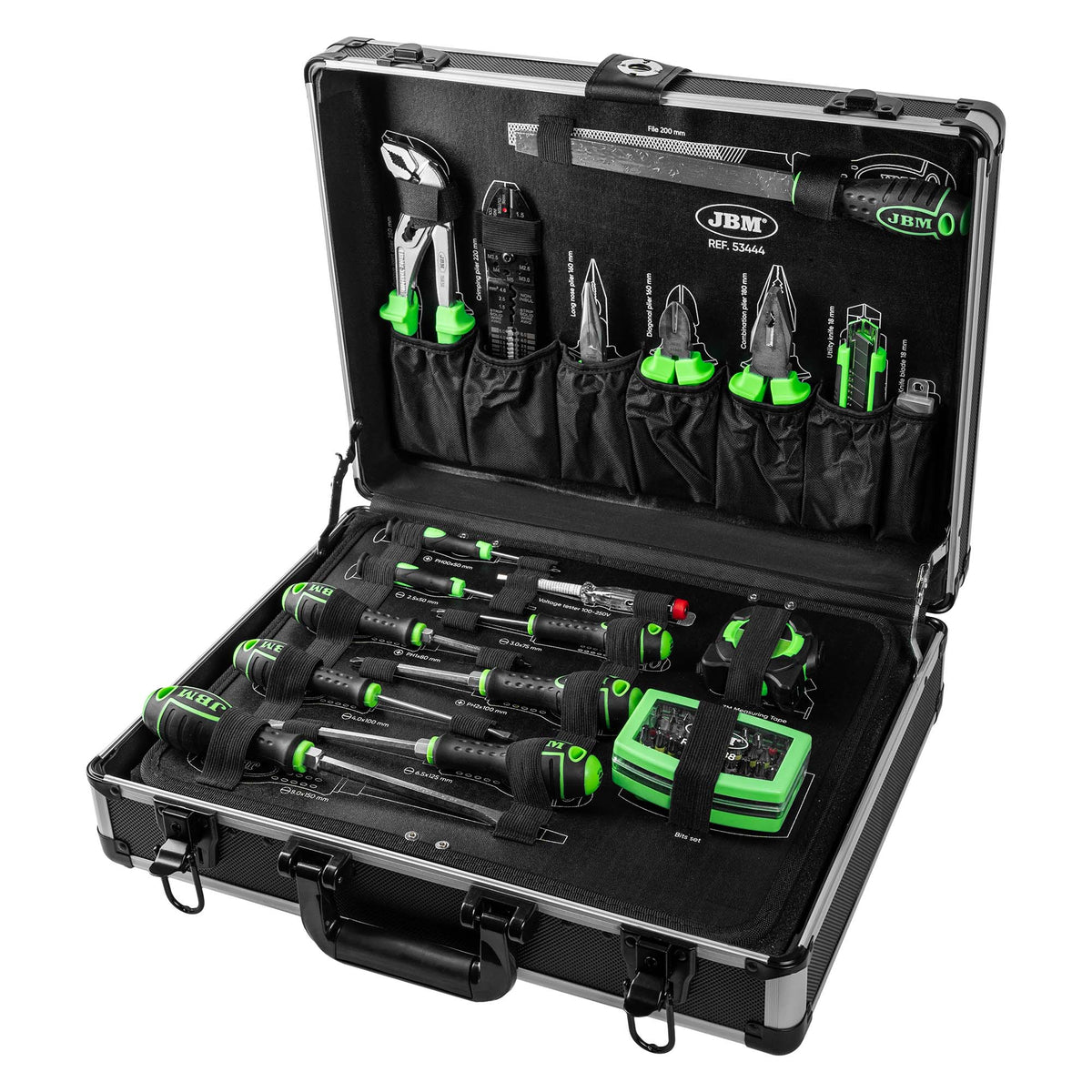 SET DI UTENSILI DA 108 PEZZI IN ALLUMINIO CON BUSSOLE DA 1/4" E 1/2" ? FINITURA ZINCATA | 53444