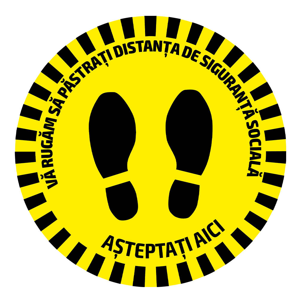 ETICHETTA ADESIVA ROTONDA PER PAVIMENTI - DISTANZA DI SICUREZZA | 53843RO