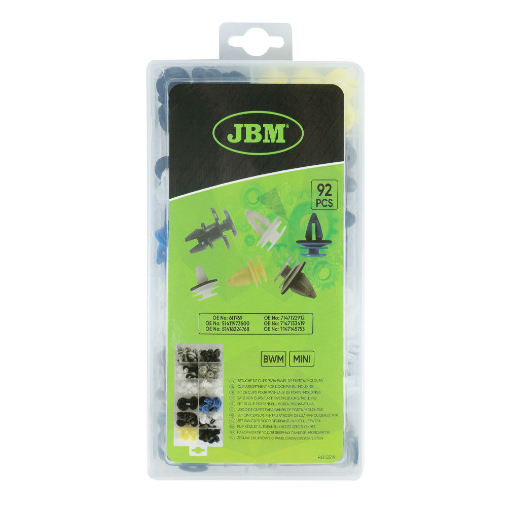 ASSORTIMENTO DI 92 PZ. CLIP PER PANNELLI PORTA/MODANATURA BMW MINI | 53719