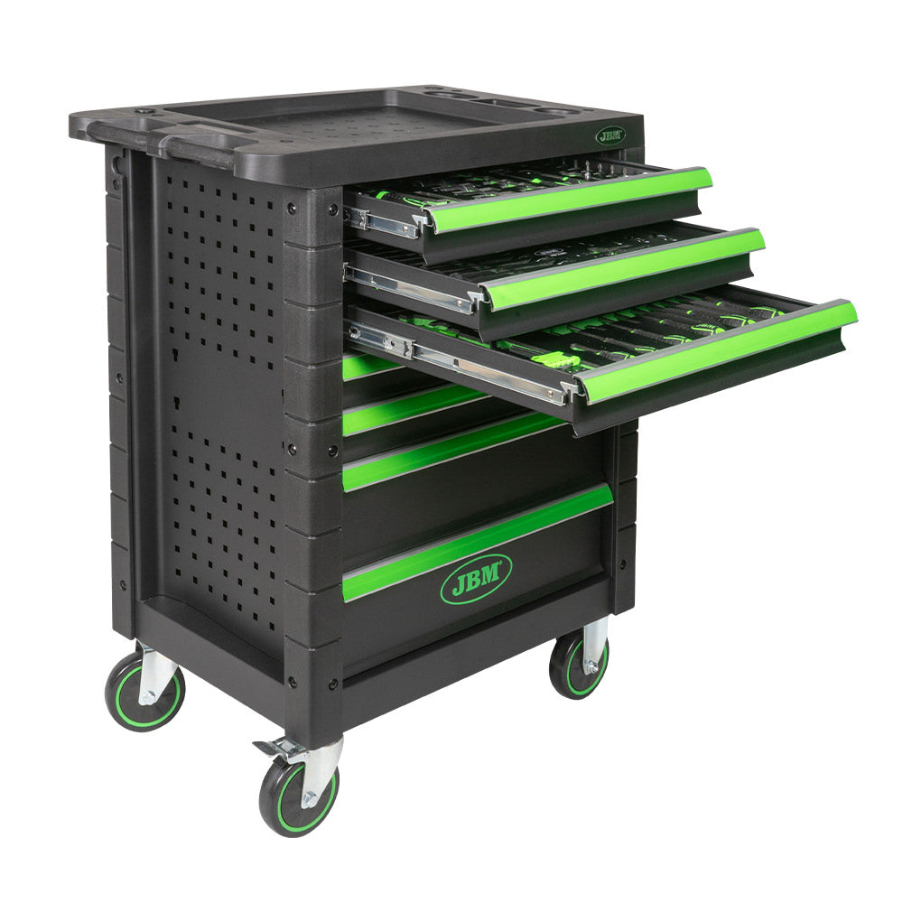 CARRELLO A 7 CASSETTI VERDE CON ASSORTIMENTO DI 172 PEZZI | 53904