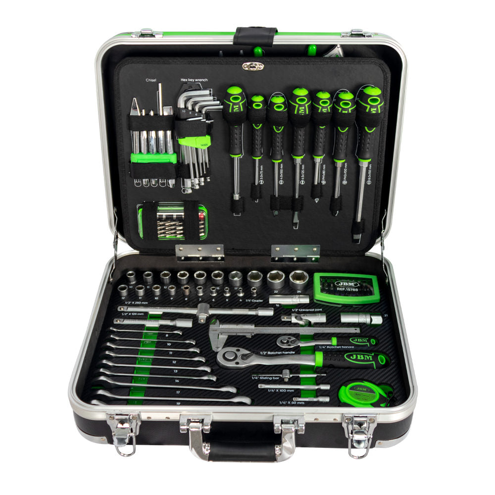 SET DI UTENSILI DA 135 PEZZI IN ALLUMINIO CON BUSSOLE DA 1/4" E 1/2" ? FINITURA ZINCATA | 53928