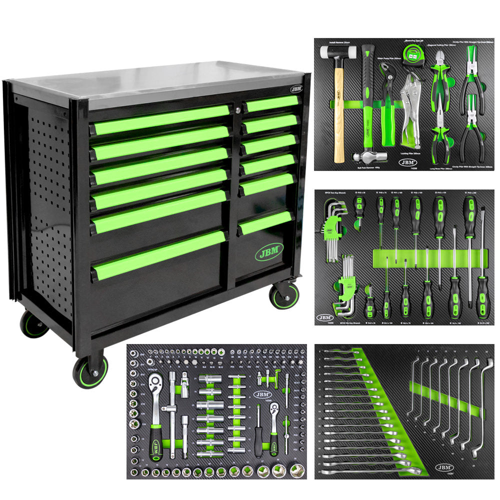 CARRELLO CON 12 CASSETTI CON ATTREZZATURA INCLUSA - VERDE | 53939