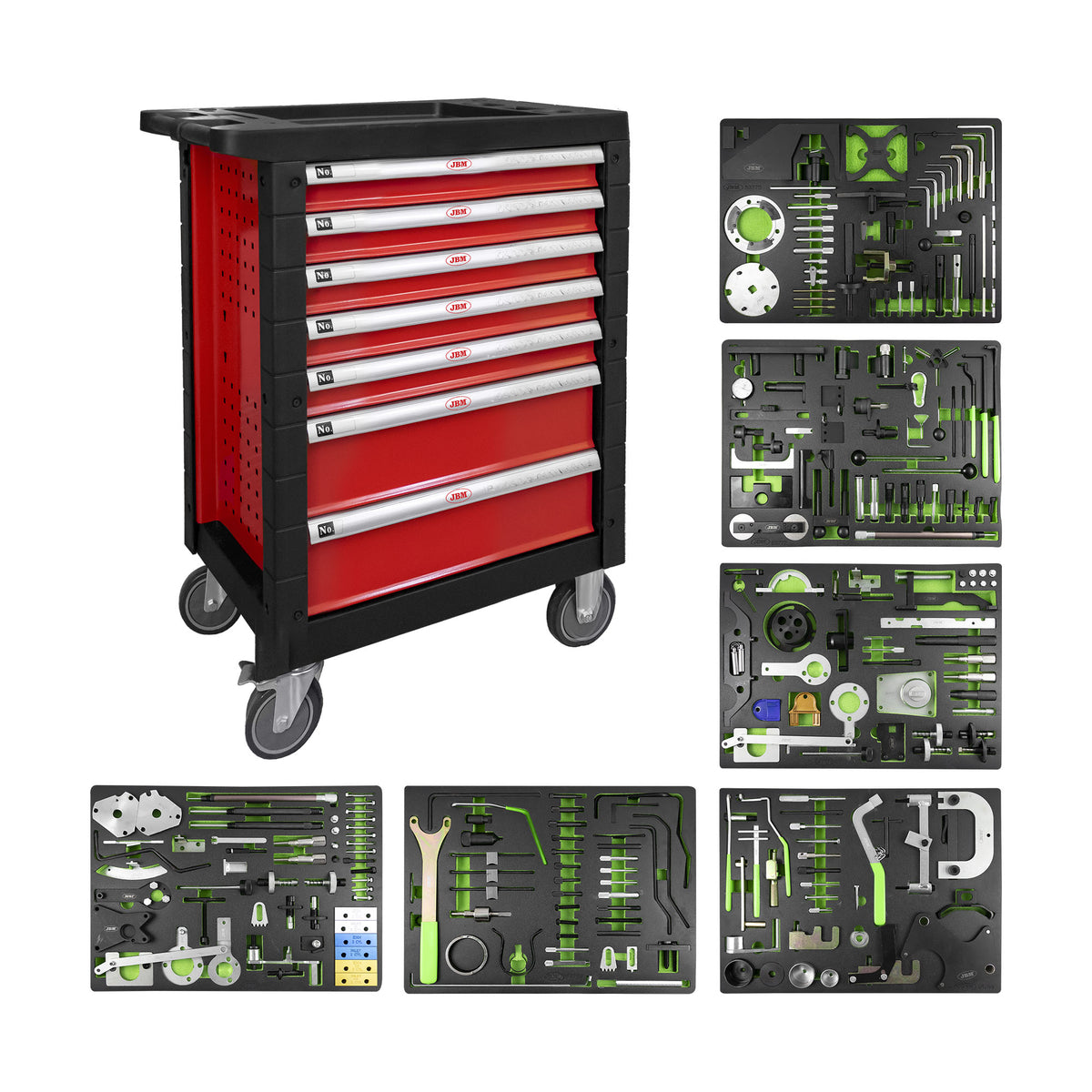 CARRELLO ROSSO 7 CASSETTI SPECIALE KIT DI MESSA IN FASE  | 53952