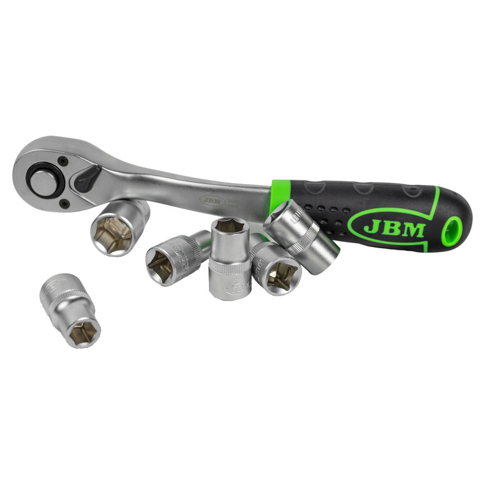 CRICCHETTO 1/2" CON TESTA A 72 DENTI 255MM E BUSSOLE ESAGONALI | 54028