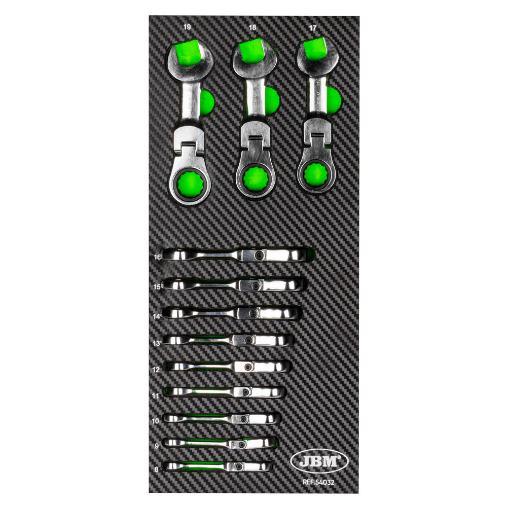 MODULO DI 12 MINI CHIAVI COMBINATE CON SNODO A CRICCHETTO | 54032