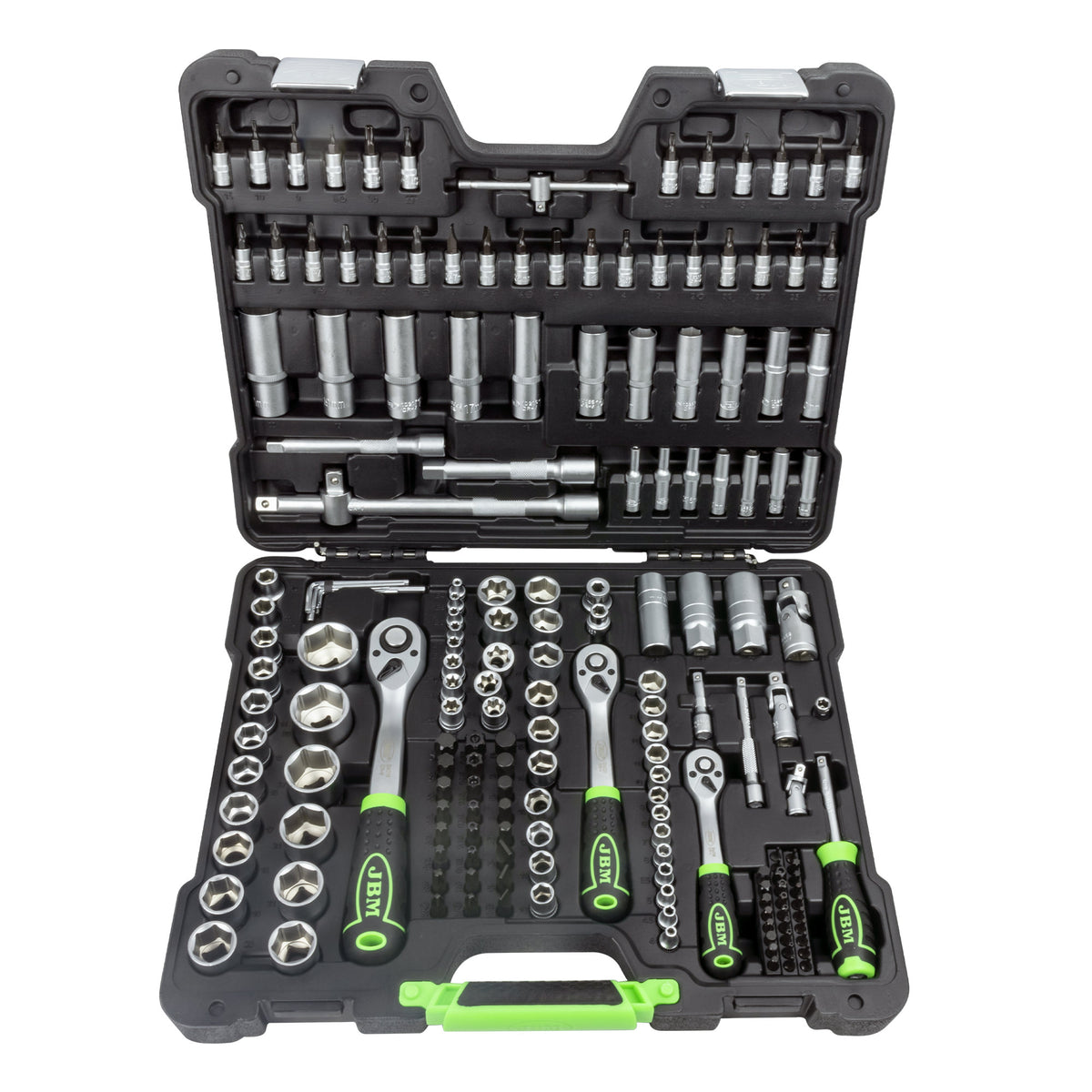 SET DI UTENSILI DA 179 PEZZI CON BUSSOLE ESAGONALI DA 1/4", 3/8" E 1/2" ? FINITURA ZINCATA | 54035