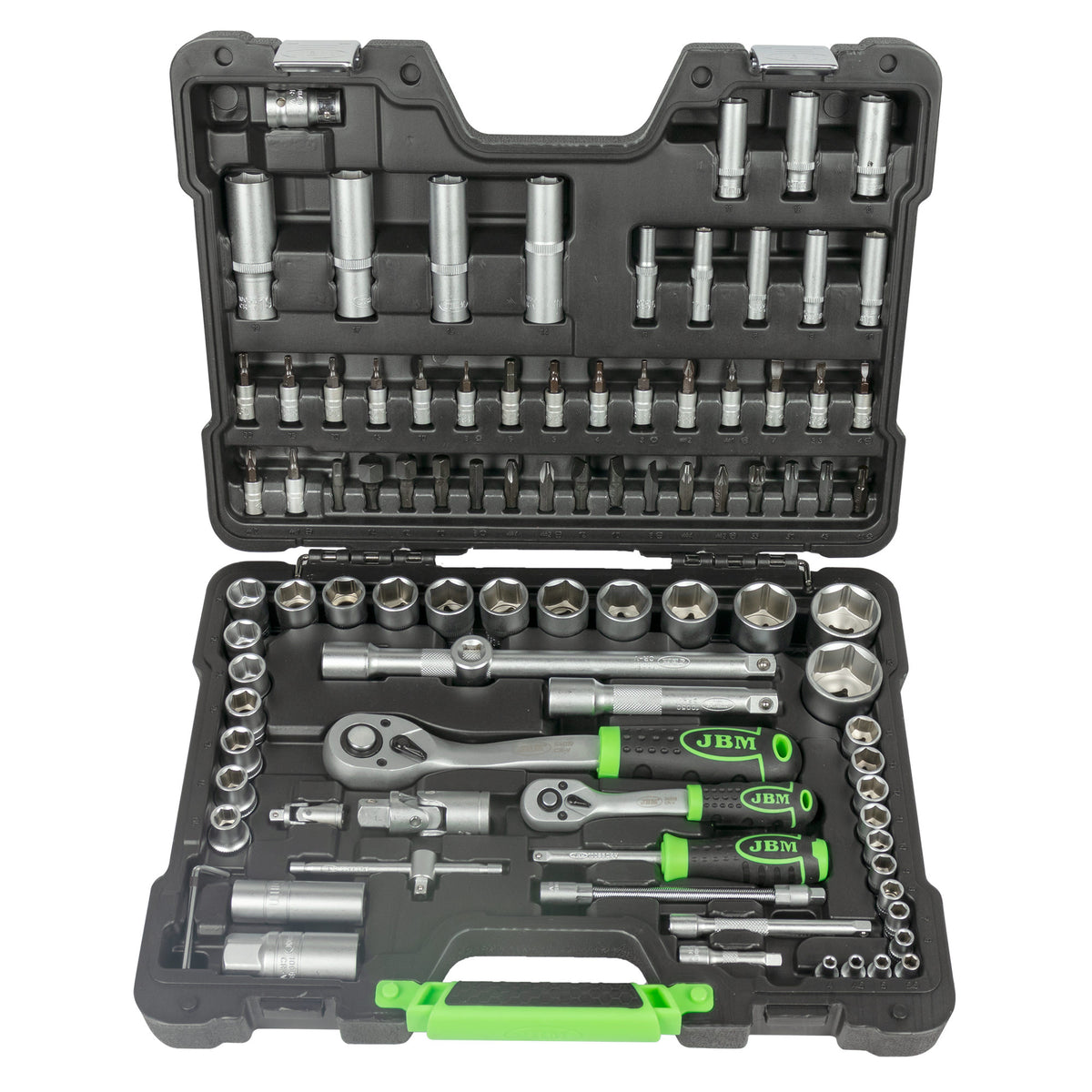SET DI UTENSILI DA 94 PEZZI CON BUSSOLE ESAGONALI DA 1/4" E 1/2" ? FINITURA ZINCATA | 54038