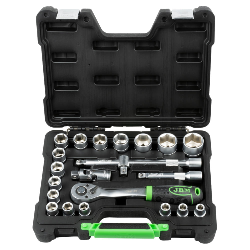 SET DI UTENSILI DA 22 PEZZI CON BUSSOLE ESAGONALI DA 1/2" ? FINITURA ZINCATA | 54108