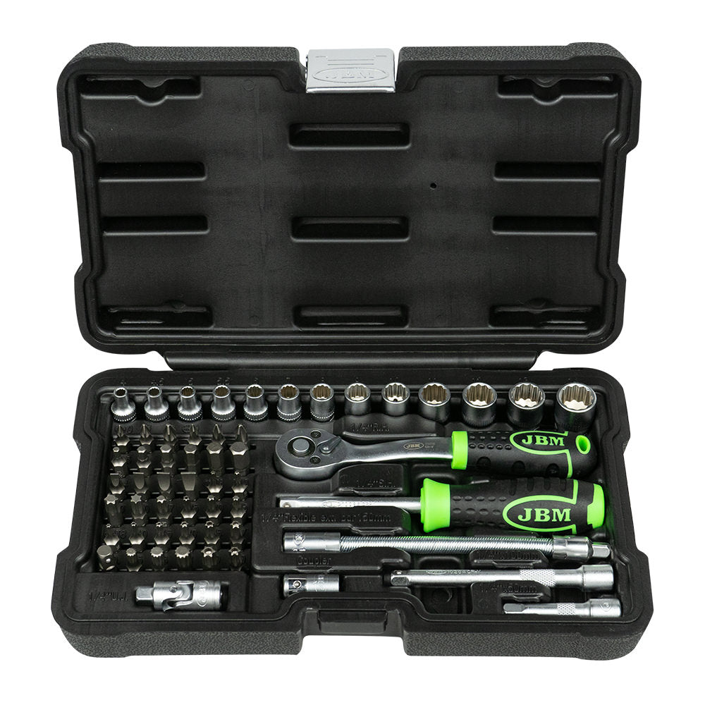 SET DI UTENSILI DA 56 PEZZI CON BUSSOLE A 12 PUNTE DA 1/4" ? FINITURA ZINCATA | 54140