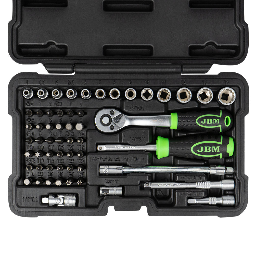 SET DI UTENSILI DA 56 PEZZI CON BUSSOLE A 12 PUNTE DA 1/4" ? FINITURA ZINCATA | 54140