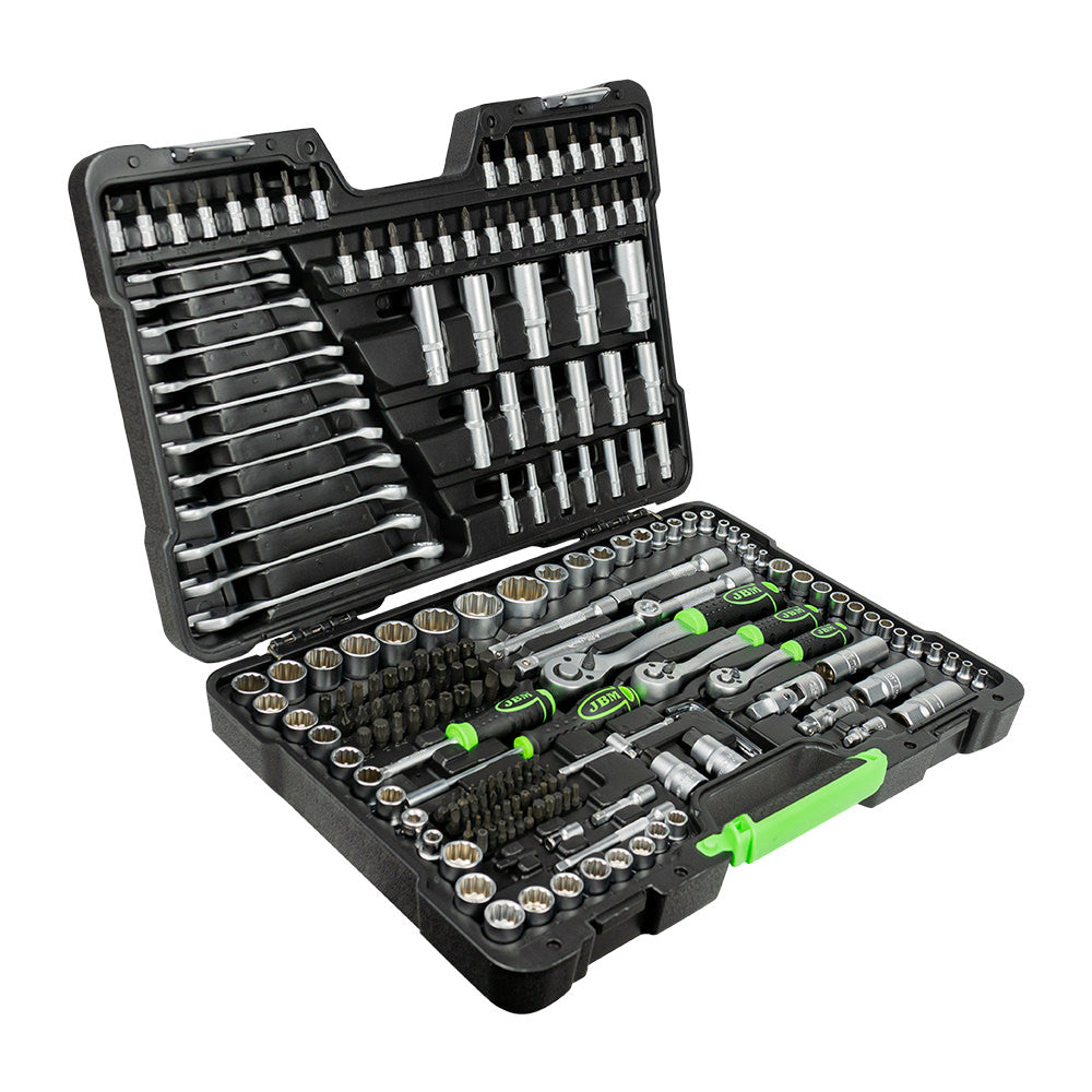 SET DI UTENSILI DA 216 PEZZI CON BUSSOLE A 12 LATI DA 1/4", 3/8" E 1/2" ? FINITURA ZINCATA | 54250