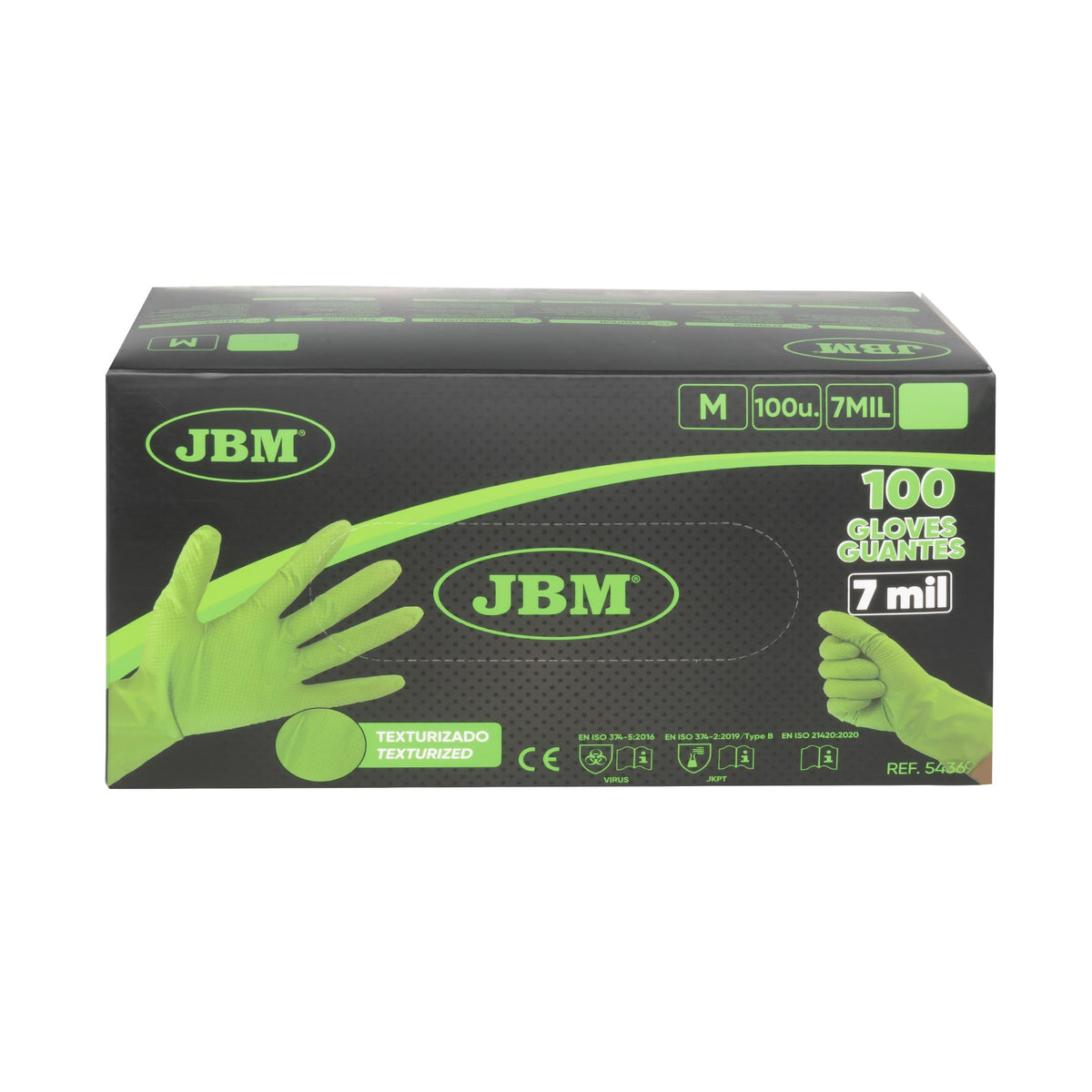 GUANTI MONOUSO IN NITRILE VERDE T:M 7,0MIL (100 PZ.) STRUTTURA A DIAMANTE | 54369