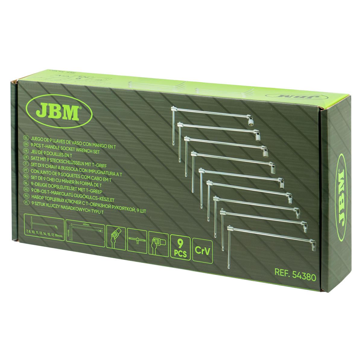 SET DI 9 CHIAVI A BUSSOLA CON IMPUGNATURA A T (7?19 MM) | 54380