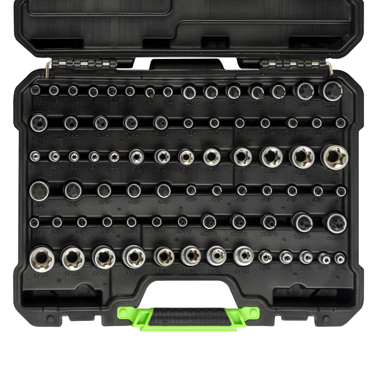 VALIGETTA DI 77 PEZZI CON BUSSOLE E INSERTI TORX/TORX PLUS | 54539
