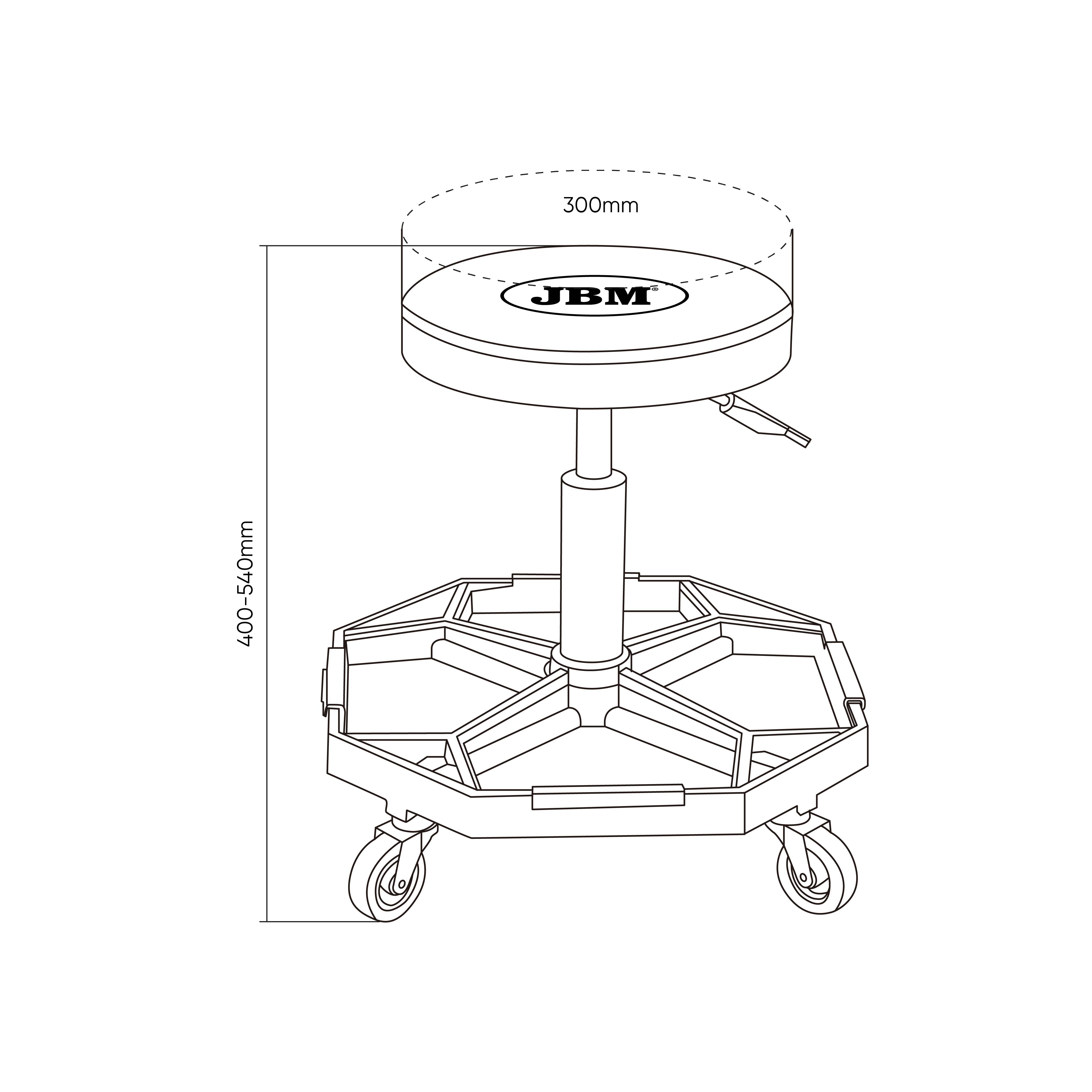 54583 SGABELLO PNEUMATICO CON RUOTE