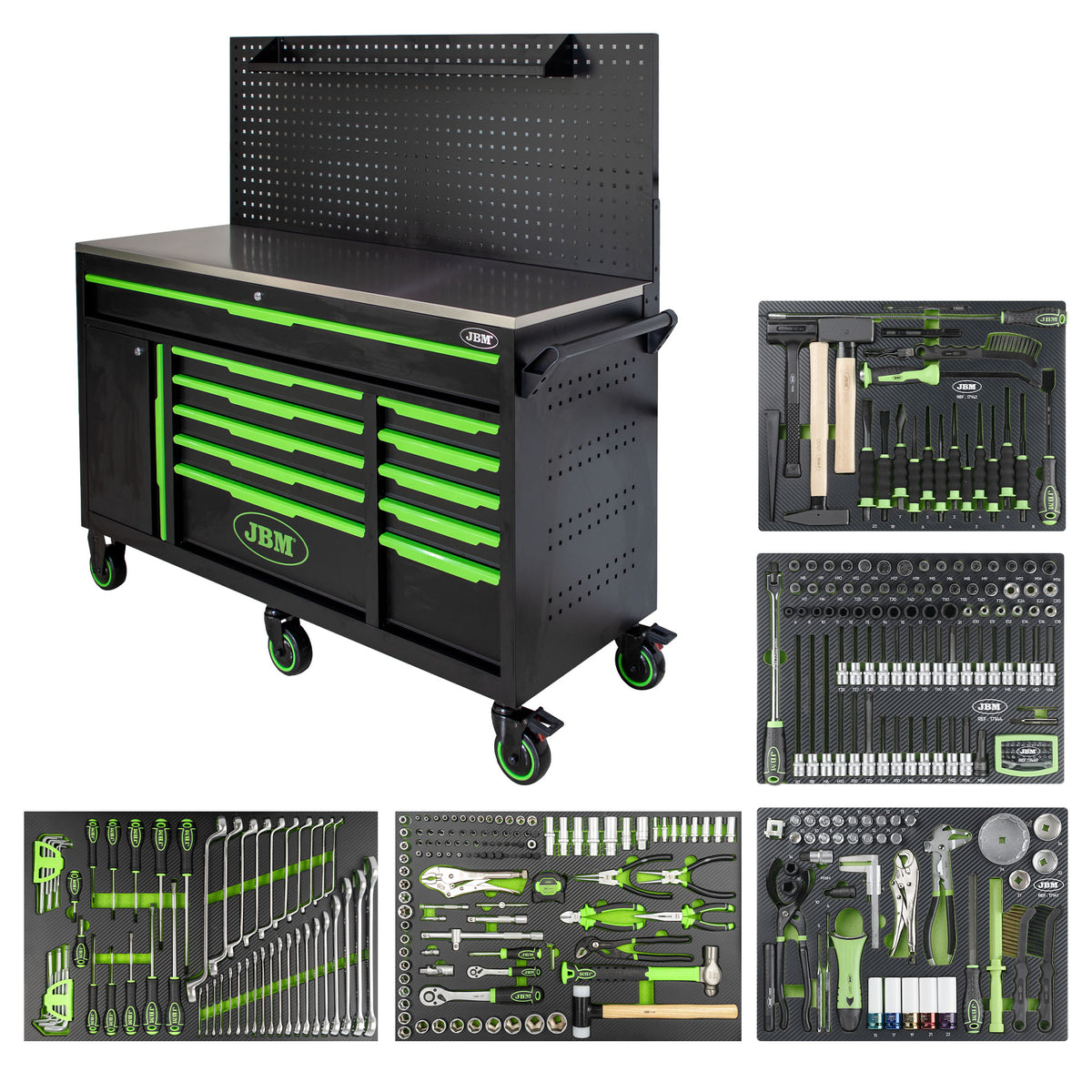 CARRELLO PORTA ATTREZZI CON 11 CASSETTI E PANNELLO FORATO - ASSEMBLATO | 54724