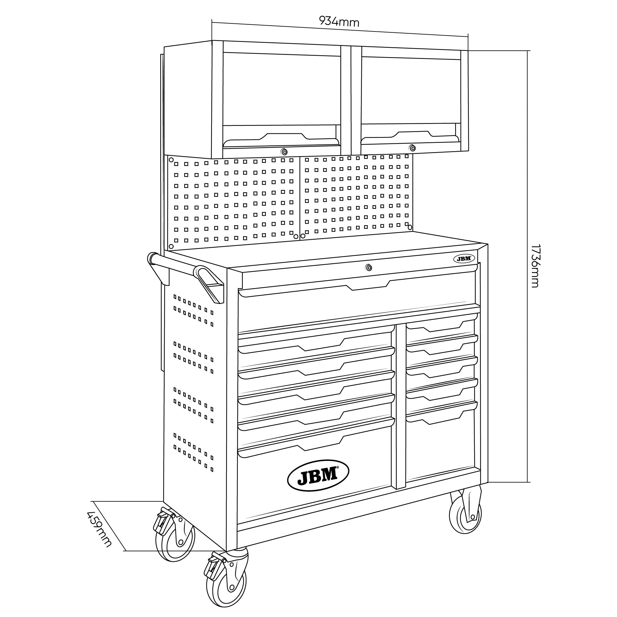 CARRELLO CON 11 CASSETTI CON PANNELLI E ARMADI - CON UTENSILI | 55118