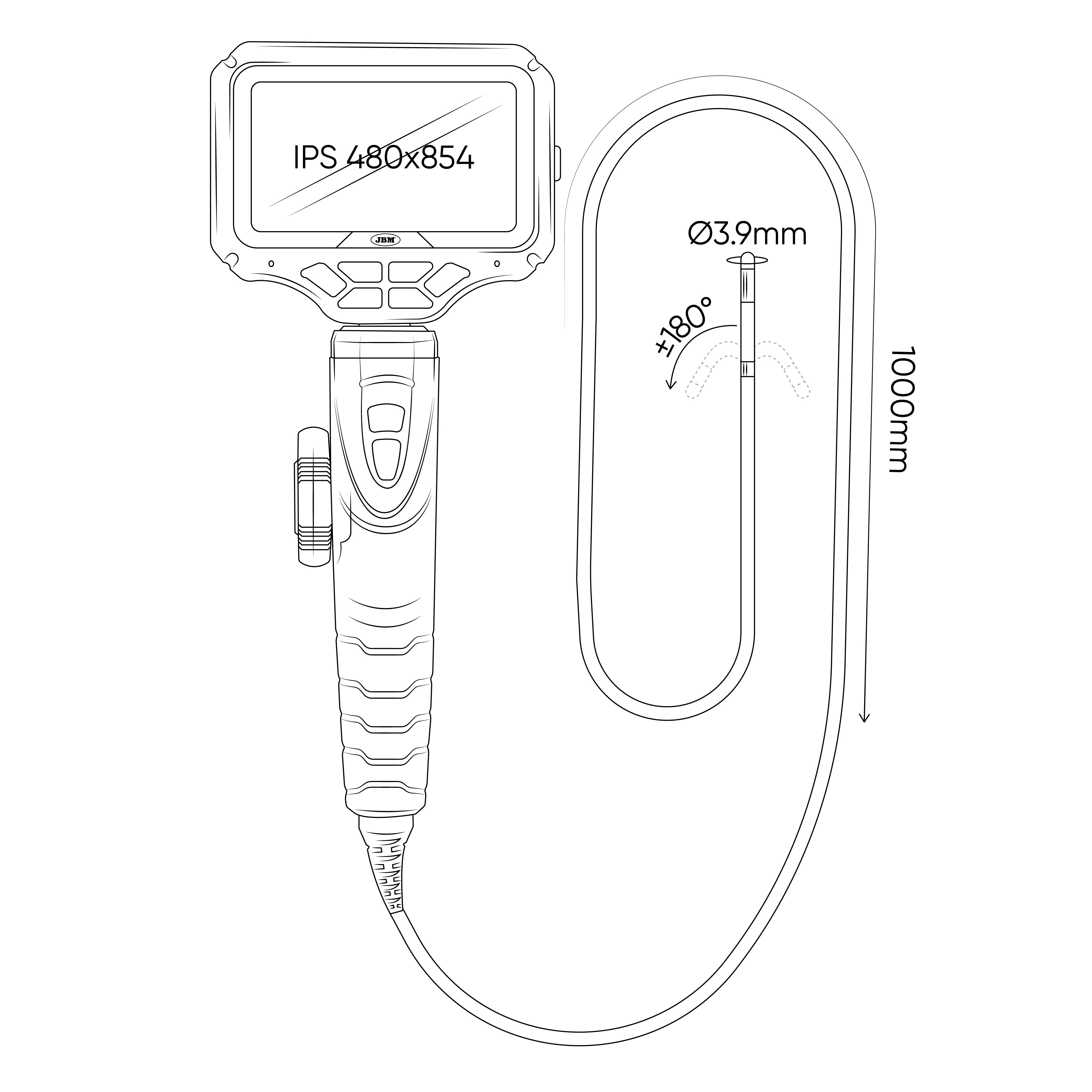 ENDOSCOPIO ARTICOLATO BIDIREZIONALE CON SCHERMO IPS, FOTOCAMERA HD E ILLUMINAZIONE LED | 55121 ⭐️ FUORITUTTO ⭐️