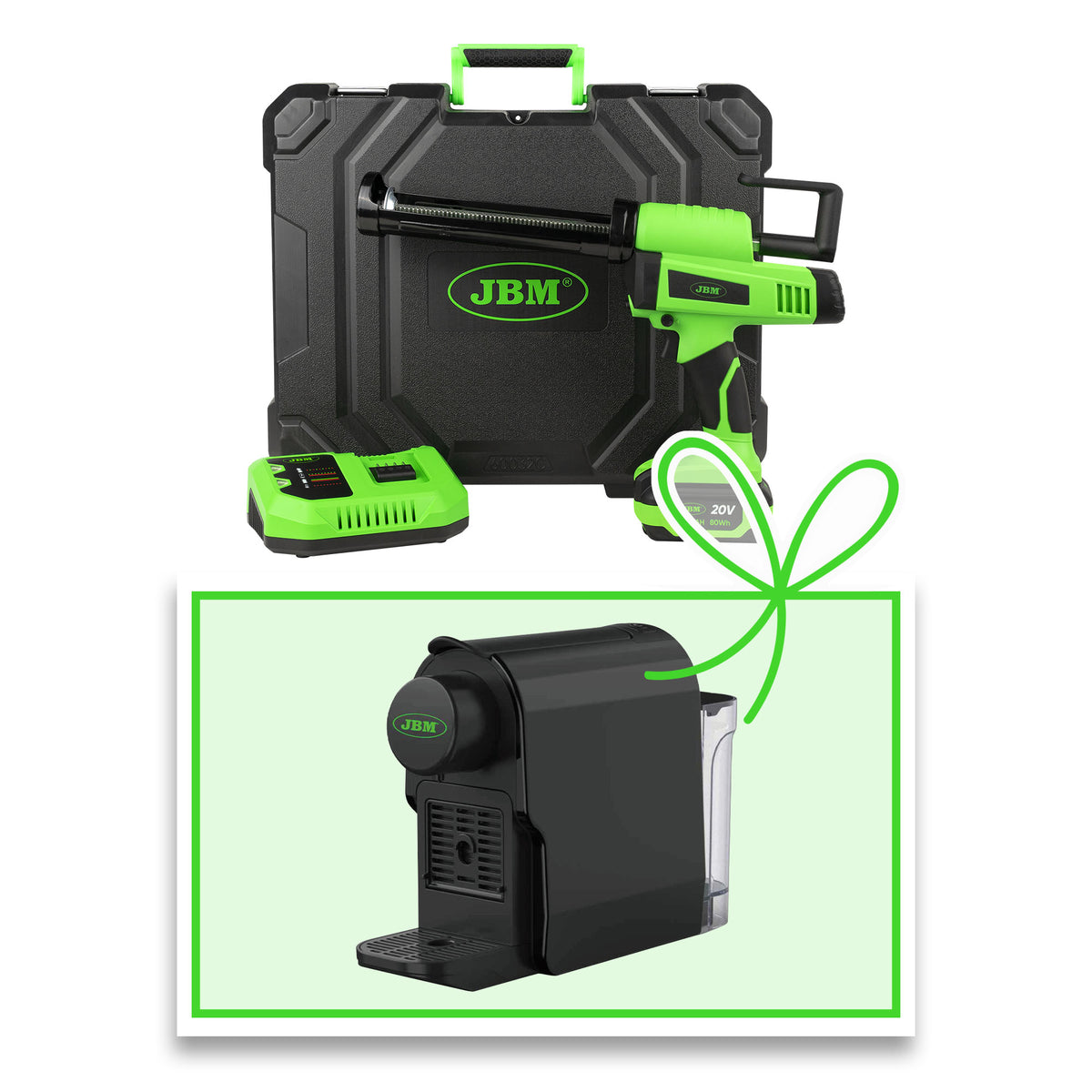 PISTOLA PER SILICONE A BATTERIA CON VALIGETTA + MACCHINA DA CAFF? | 60032C-E