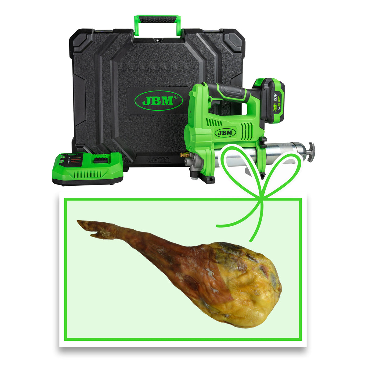 PISTOLA PER GRASSO A BATTERIA CON VALIGETTA + PROSCIUTTO | 60038C-P
