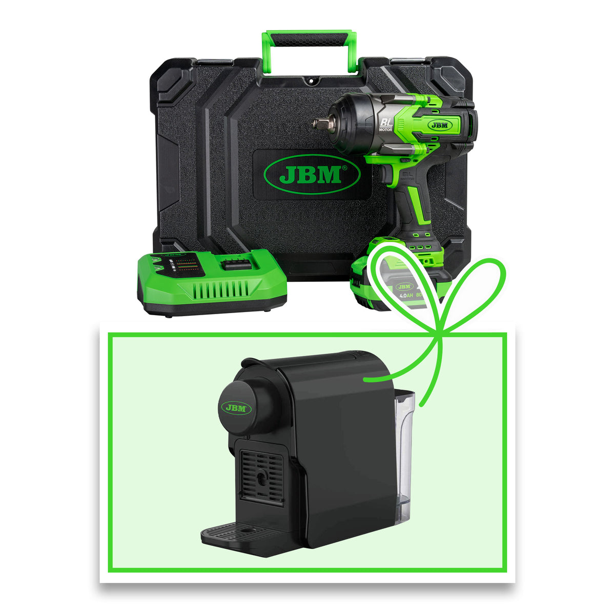 AVVITATORE A IMPULSI BRUSHLESS A BATTERIA 1/2"" 1300NM CON VALIGETTA + MACCHINA DA CAFF? | 60044C-E