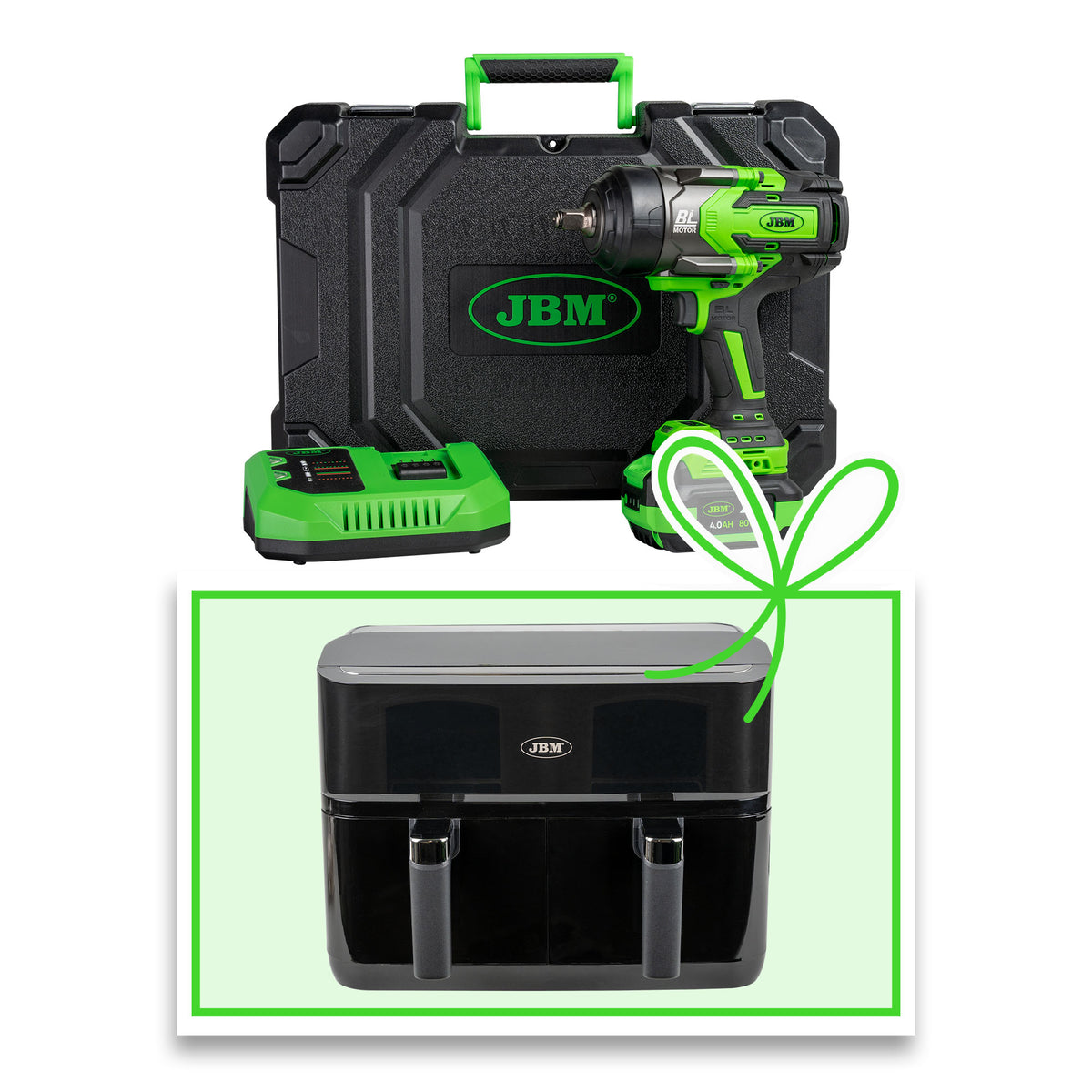 AVVITATORE A IMPULSI BRUSHLESS A BATTERIA 1/2"" 1300NM CON VALIGETTA + FRIGGITRICE | 60044C-F