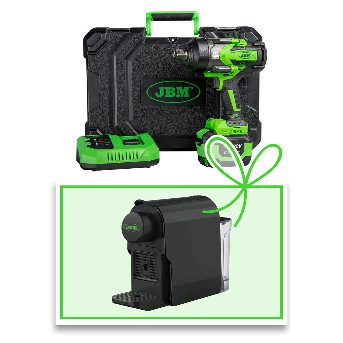 AVVITATORE A IMPULSI BRUSHLESS A BATTERIA 3/4"" 1300NM CON VALIGETTA + MACCHINA DA CAFF? | 60048C-E