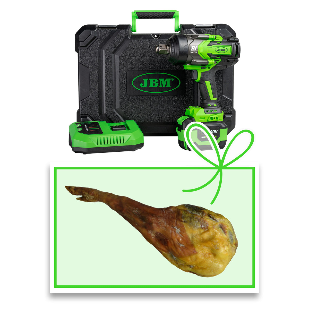 AVVITATORE A IMPULSI BRUSHLESS A BATTERIA 3/4"" 1300NM CON VALIGETTA + PROSCIUTTO | 60048C-P